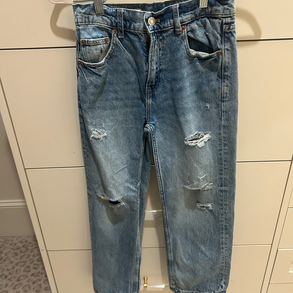 Zara kids Relaxed Fit Distressed Denim Jeans
